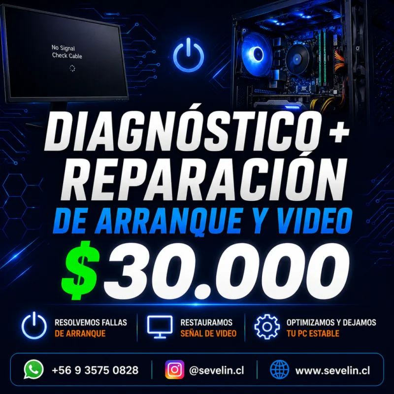 Servicio Integral: Diagnostico + Reparacion de Arranque y Video — Servicios Técnicos, Sevelin Arica