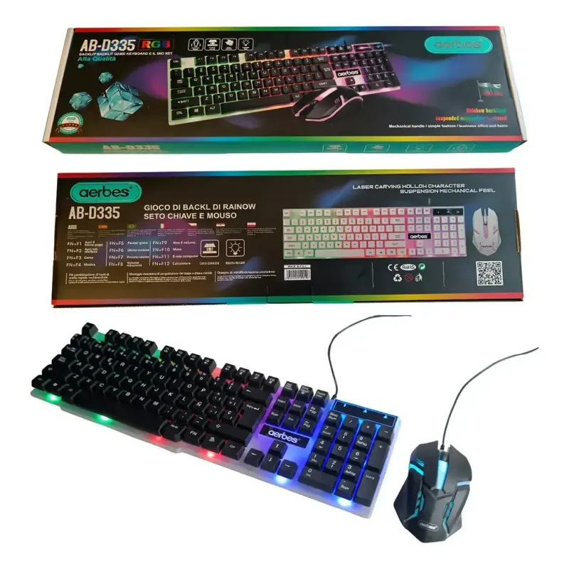 Combo Teclado y Mouse RGB AB-D335 — Periféricos, Sevelin Arica