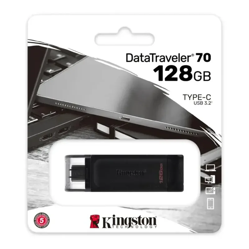 Pendrive Kingston DataTraveler 128GB USB 3.2 DT70 Tipo-C — Almacenamiento, Sevelin Arica