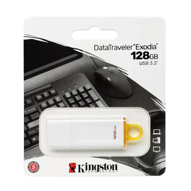 Pendrive Kingston DataTraveler Exodia 128GB USB 3.2 — Blanco — Almacenamiento, Sevelin Arica