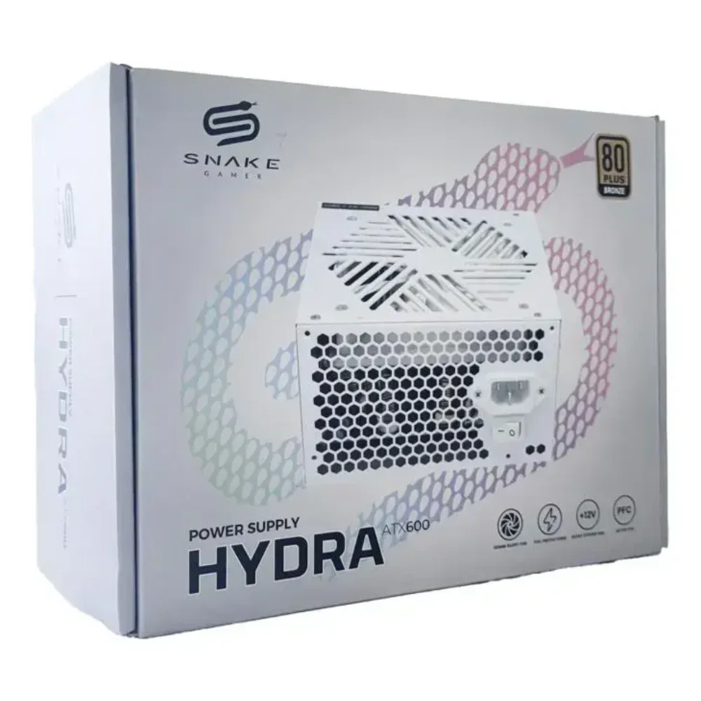 Fuente de Poder Snake Gamer Hydra ATX 600W Blanca — 80 Plus Bronze — Componentes PC, Sevelin Arica