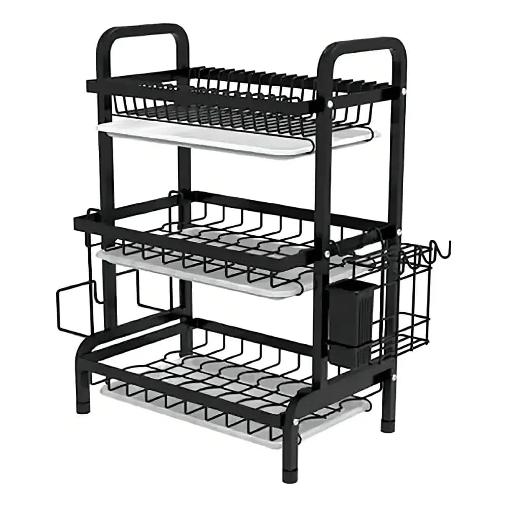 Escurridor Secaplatos de Mesa de 3 Niveles Negro de Acero Inoxidable — Hogar y Estilo de Vida, Sevelin Arica