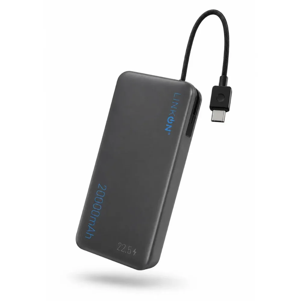 Power Bank LinkOn 20.000 mAh 22.5W con cable USB C integrado — Energía Portátil, Sevelin Arica