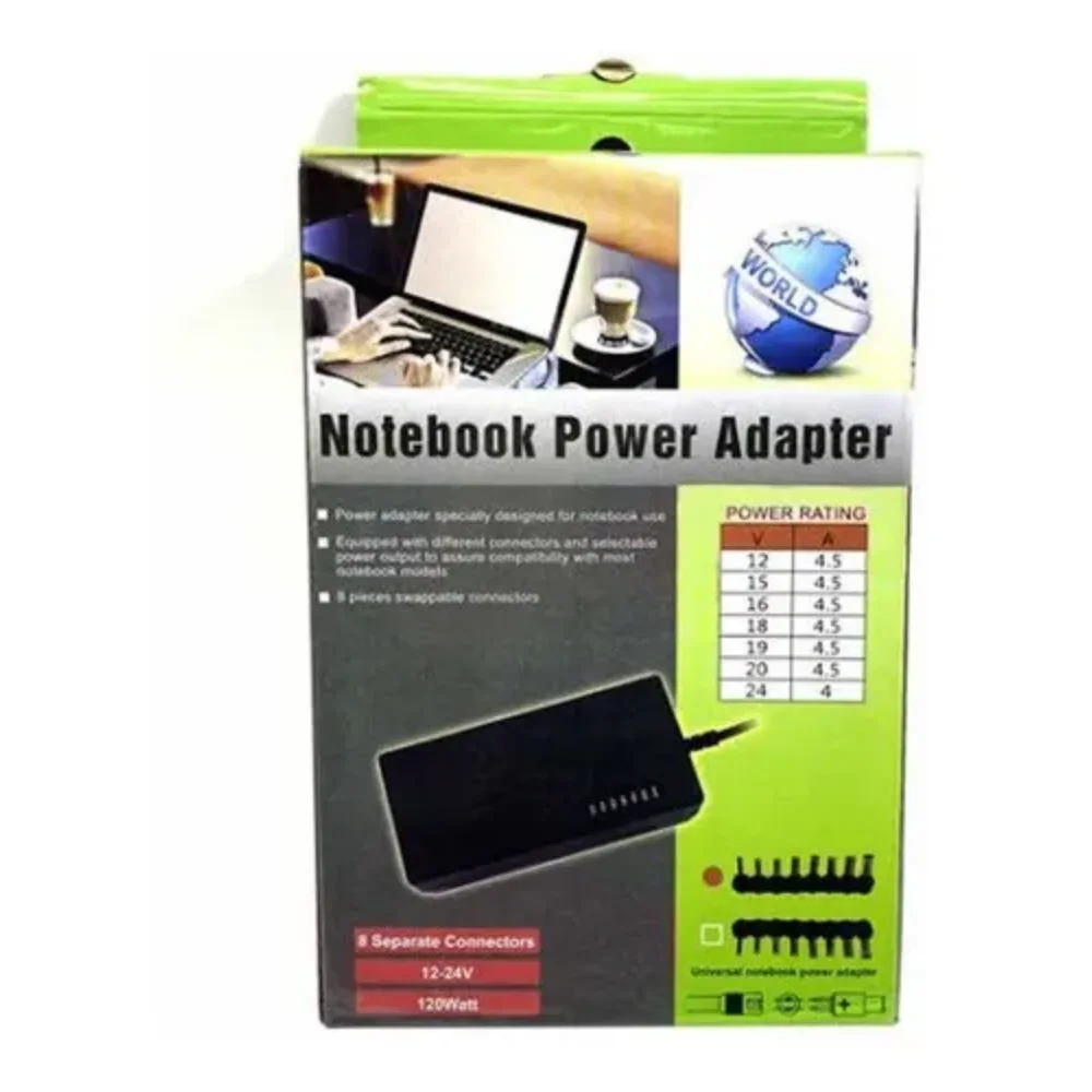 Cargador Universal Notebook 120W 9 Conectores 12V a 24V — Cargadores, Sevelin Arica