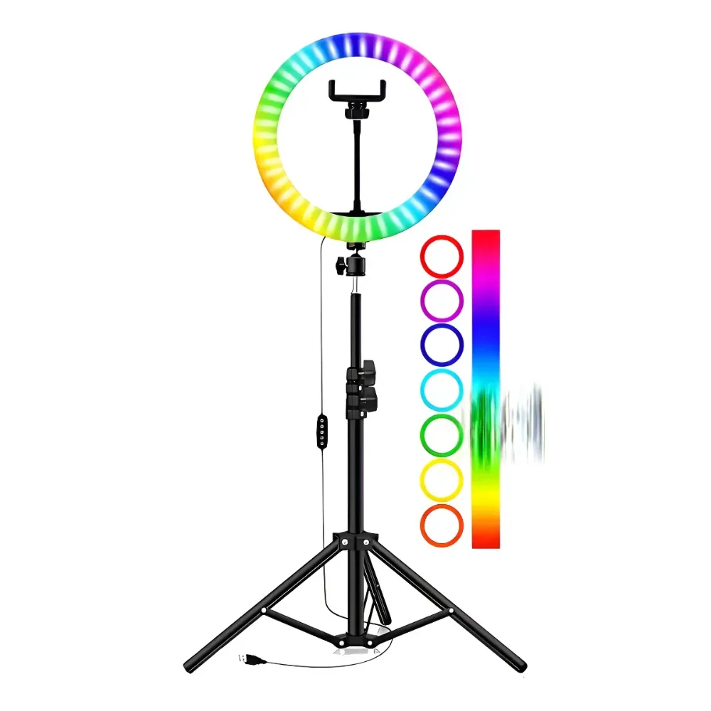 Aro Luz LED RGB Multicolor 26cm + Trípode Ajustable — Hogar y Estilo de Vida, Sevelin Arica