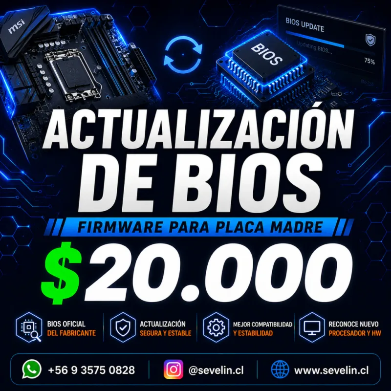 Servicio de Actualizacion de BIOS / Firmware para Placa Madre — Servicios Técnicos, Sevelin Arica