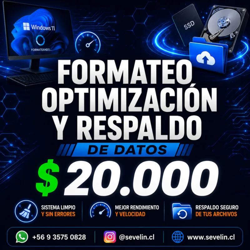 Servicio de Formateo, Optimizacion y Respaldo de Datos — Servicios Técnicos, Sevelin Arica